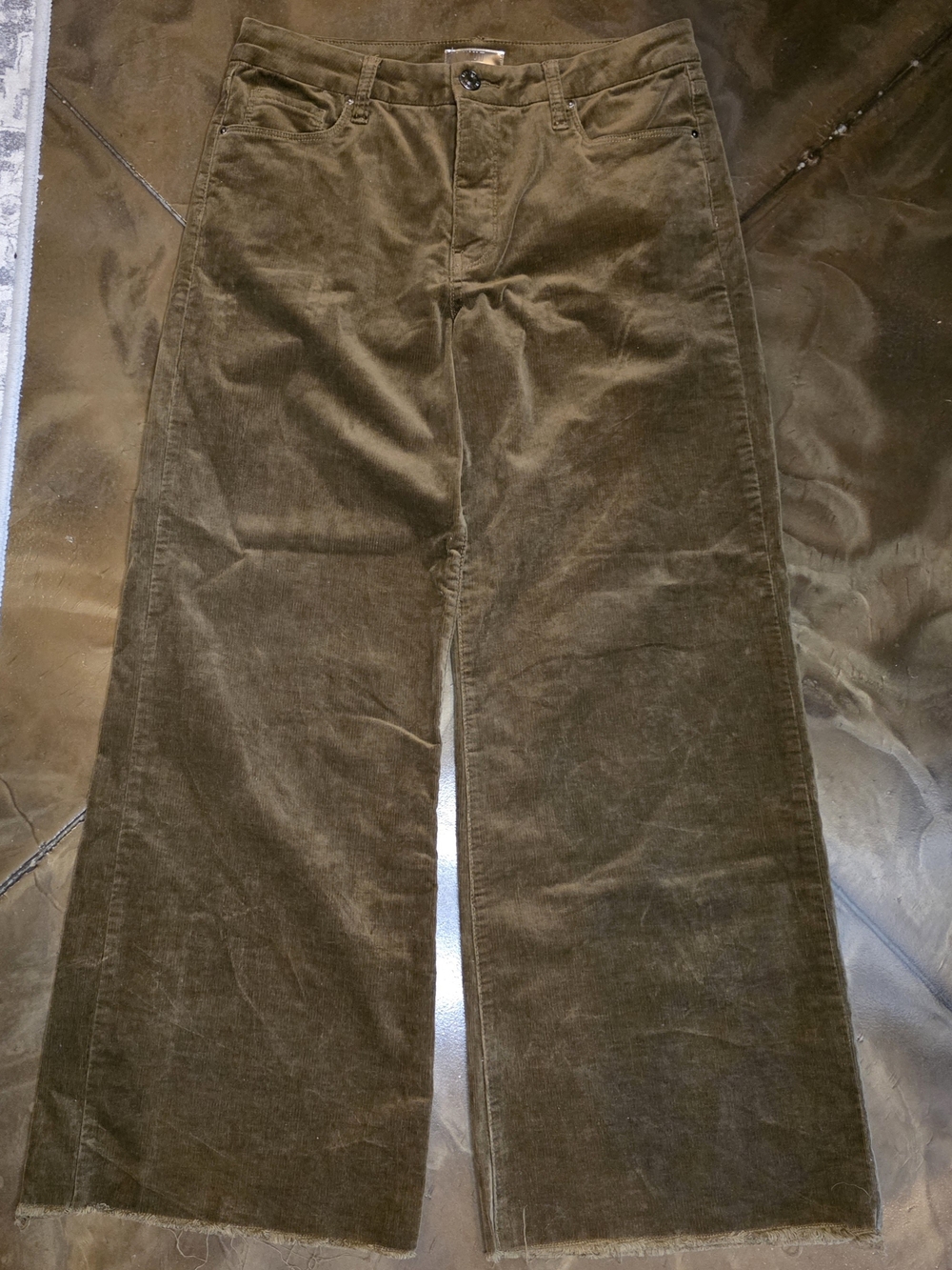 KUT From The Kloth Meg Brown Corduroy Wide Leg Raw Hem Pants Size 8 - Picture 7 of 7